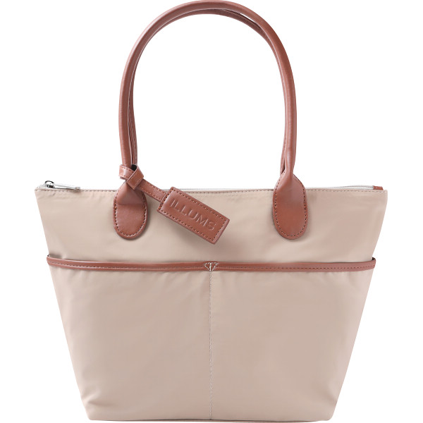 イルムス　チャーム付きバイカラーハンドバッグ　ベージュ