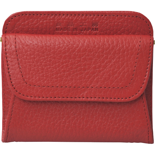 良品工房　日本製牛革財布　レッド