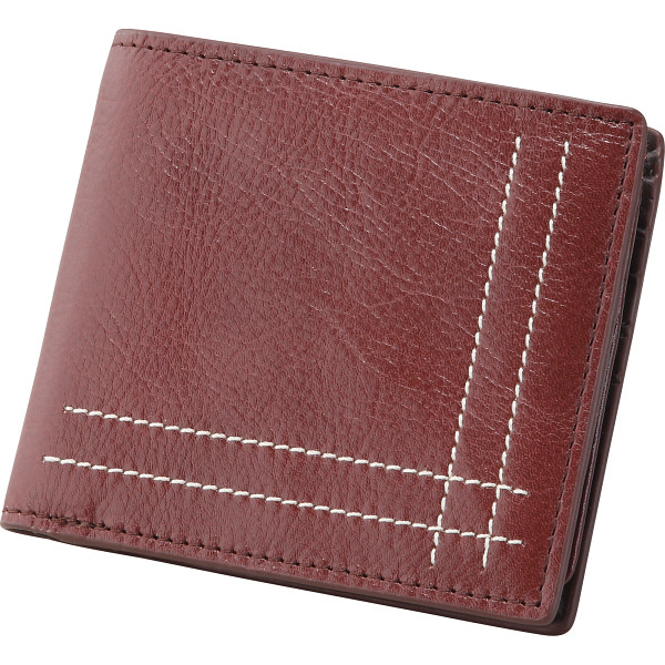 カンサイセレクション　メンズステッチ折財布　ダークブラウン