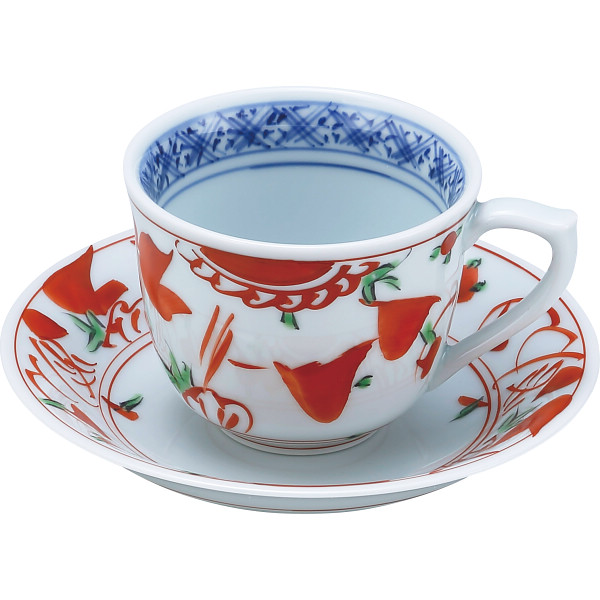 波佐見焼　夢万歴草華紋　珈琲碗皿