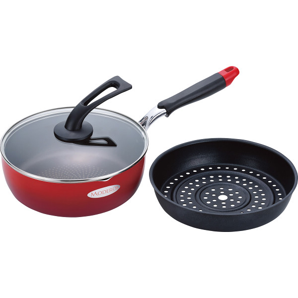 モデロス　ガラス蓋付スーパーディープパン（２４ｃｍ）目皿付