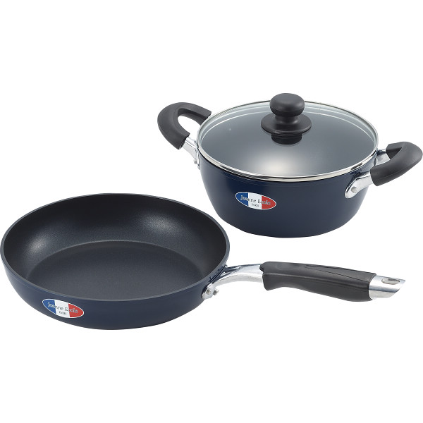 ジャンヌ・エコール　両手鍋（２０ｃｍ）＆フライパン（２４ｃｍ）セット