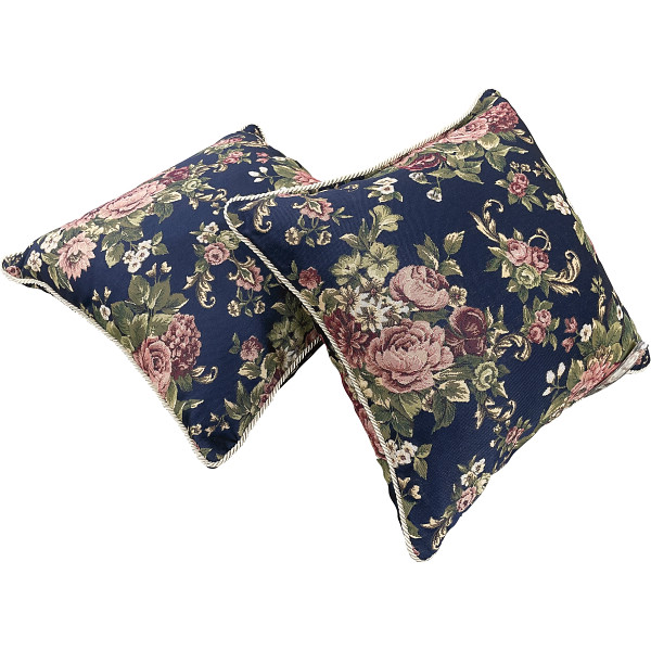 ジャガード織クッション（２個組）　ネイビー