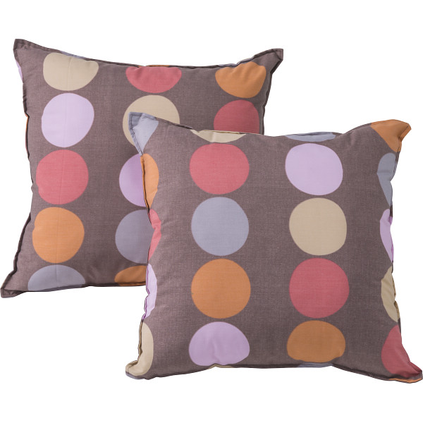 クッション２個セット（ドット）　ブラウン