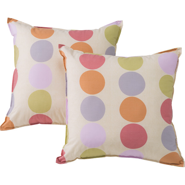 クッション２個セット（ドット）　アイボリー