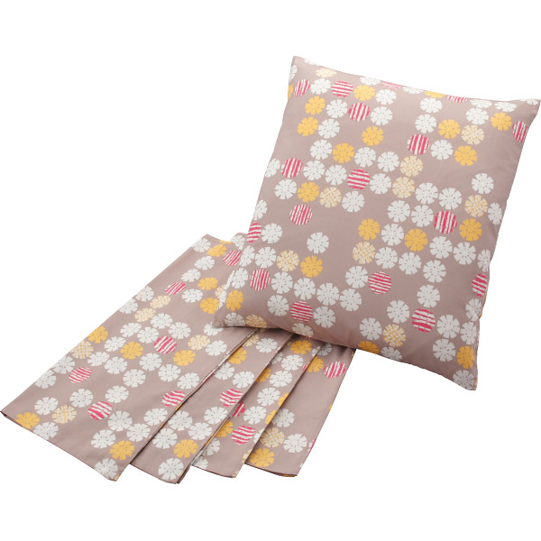 のんはん　座布団カバー５枚セット（おはじき）　ピンク