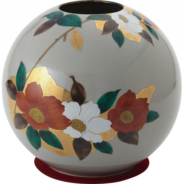 ６号丸花瓶　山茶花