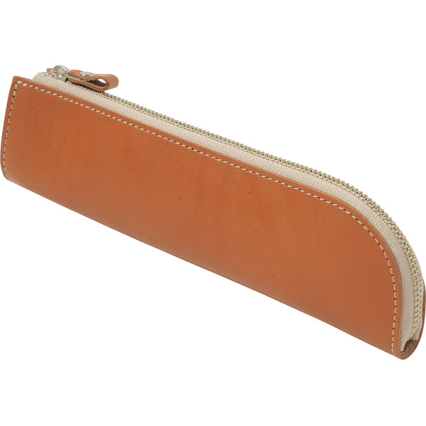 ｍ，ｉ，ｕ，ｏ．ｊ　ヌメ革　ペンケース　キャメル
