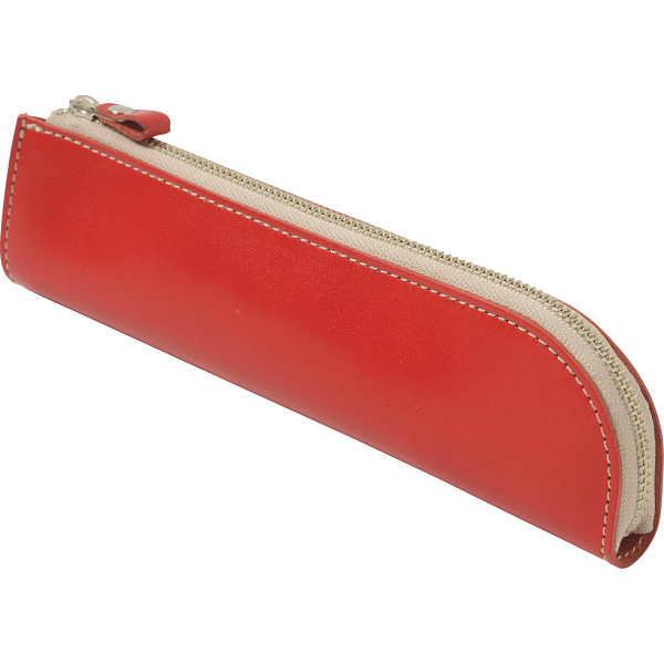 ｍ，ｉ，ｕ，ｏ．ｊ　ヌメ革　ペンケース　レッド