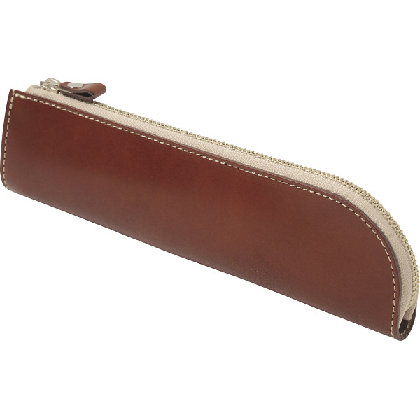 ｍ，ｉ，ｕ，ｏ．ｊ　ヌメ革　ペンケース　チョコ