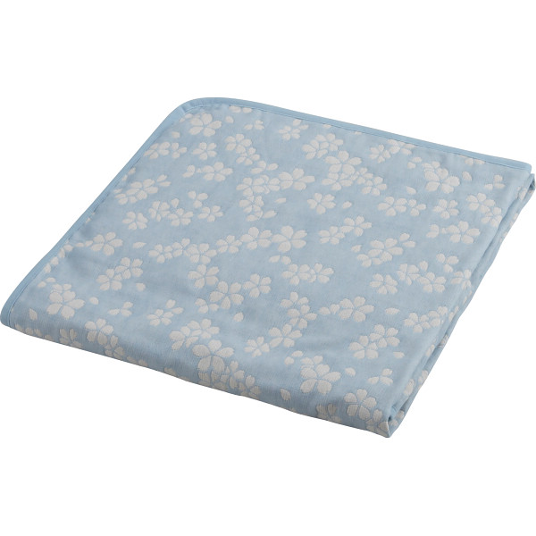 大阪泉州産　ジャカード織多重ガーゼハーフケット　ブルー