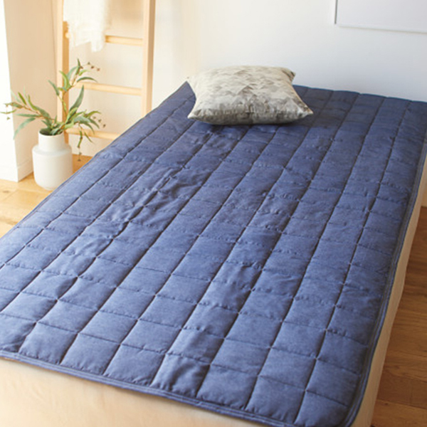 デニム調キルト敷パット　ブルー