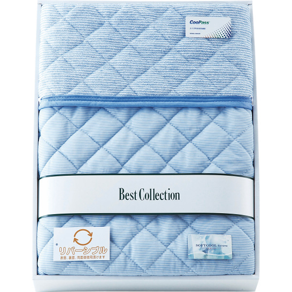 涼感＆吸水速乾リバーシブル敷パット　ブルー