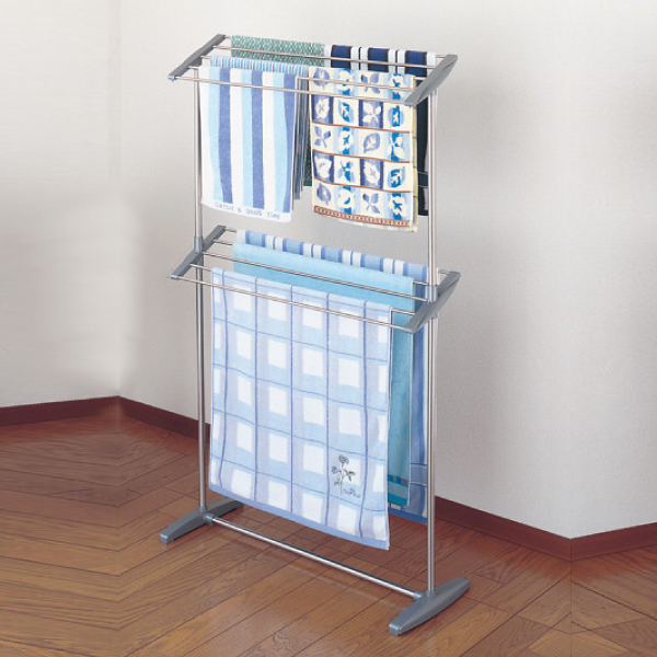 ２段式ステンレスバスタオルかけ