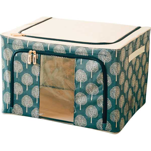 北欧調柄スタッキング窓付き収納ボックス　２個セット　ナイトツリー