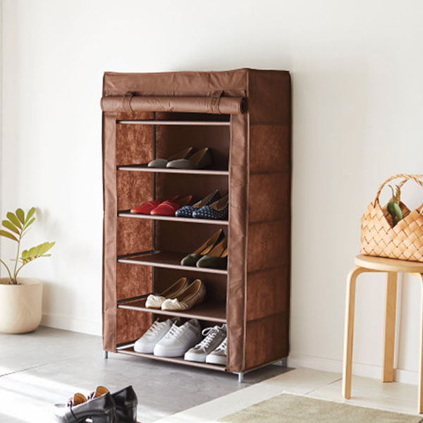 カバー付きシューズラック６段