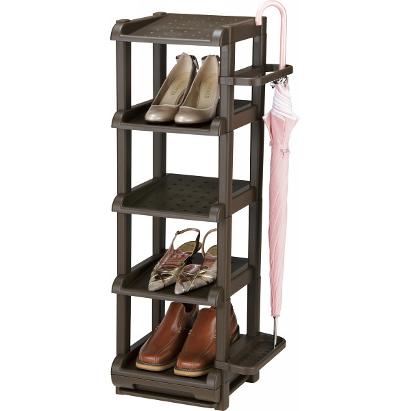 シューズラック５段　ブラウン
