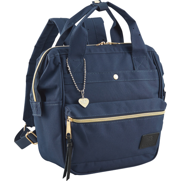 サボイ　ワイヤー入りリュック（チャーム付）　ネイビー