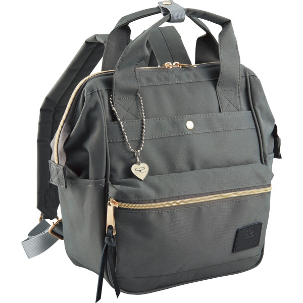 サボイ　ワイヤー入りリュック（チャーム付）　グレー