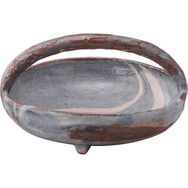 鼠志野陶手付鉢