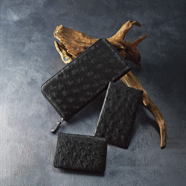 日本製オーストリッチ３点セット　ブラック