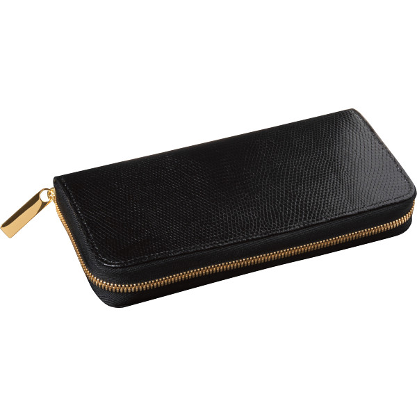 リザードラウンドファスナー財布　ブラック