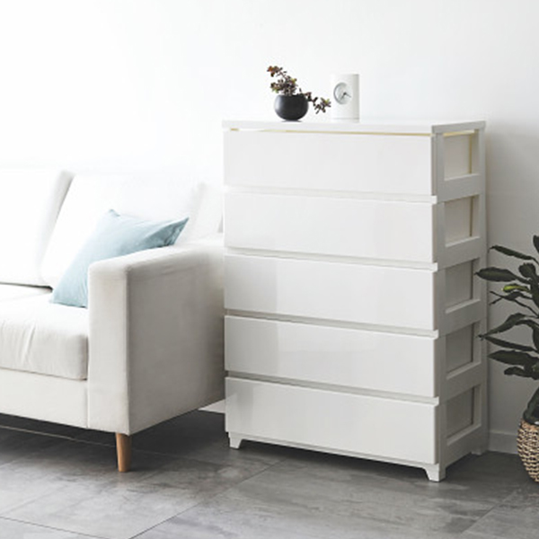 カラースタイルチェストワイド５段２個組　ホワイト