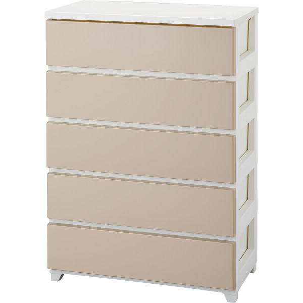 カラースタイルチェストワイド５段２個組　ホワイトベージュ
