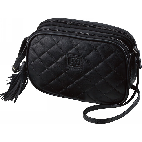 アッシュエル　シープ革キルト風ポシェット　ブラック