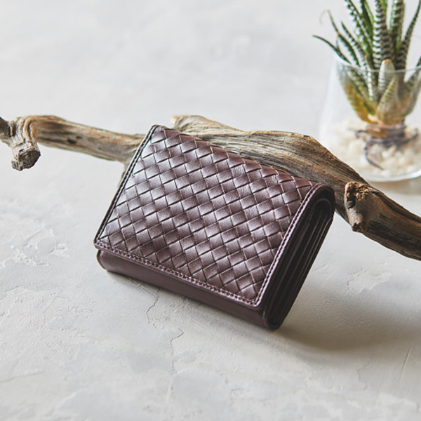 ル・プレリー　シープメッシュ札入れ　ワイン