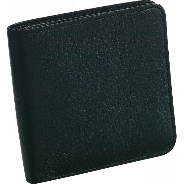 良品工房　日本製牛革二つ折財布　ブラック