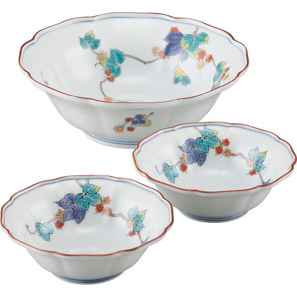 有田焼　蔦ぶどう　深鉢揃