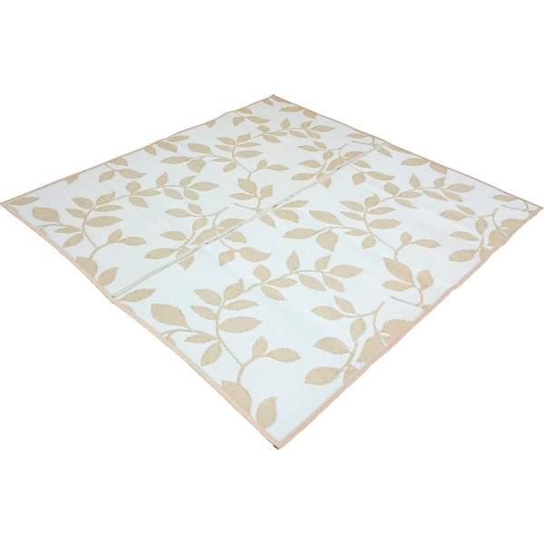 日本製水洗いできるい草風カーペット（リーフ）　アイボリー