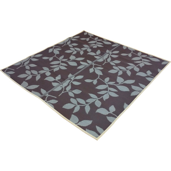 日本製水洗いできるい草風カーペット（リーフ）　ブラウン