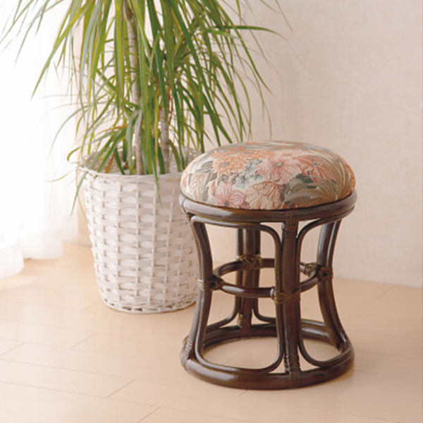 籐クッション付スツール