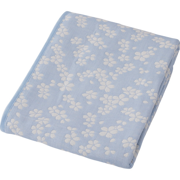 大阪泉州産　ジャカード織多重ガーゼケット　ブルー