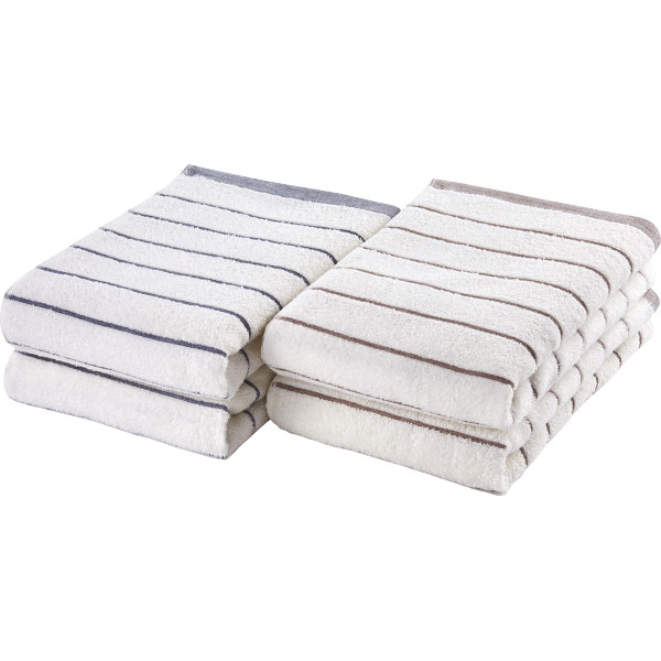 ナチュラルフェイス　ボーダーバスタオル４枚セット