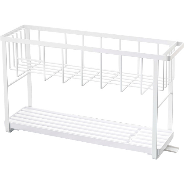 スリム水切りワイヤーバスケット２段　ホワイト