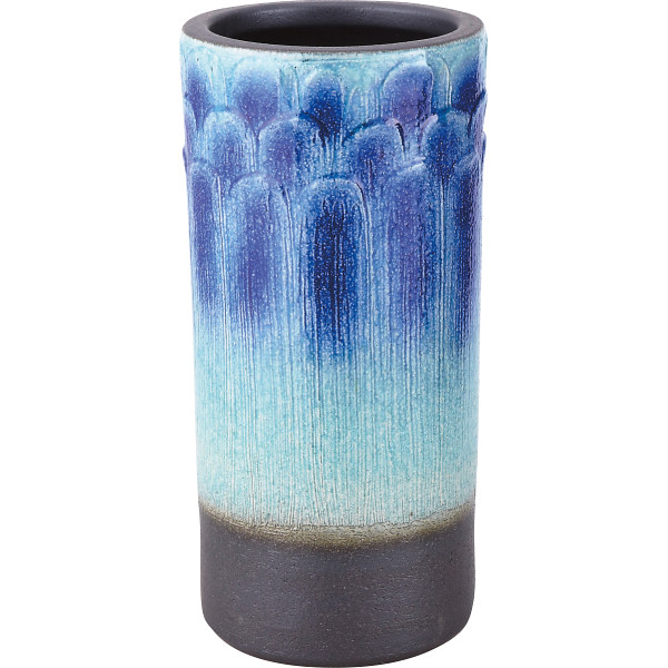 信楽焼　傘立　青ガラス