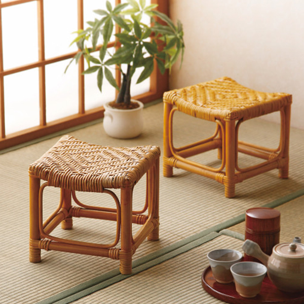 籐ミニスツール２個組