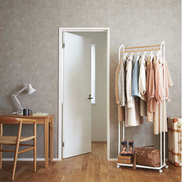 キャスター付きハンガーラック　ホワイト