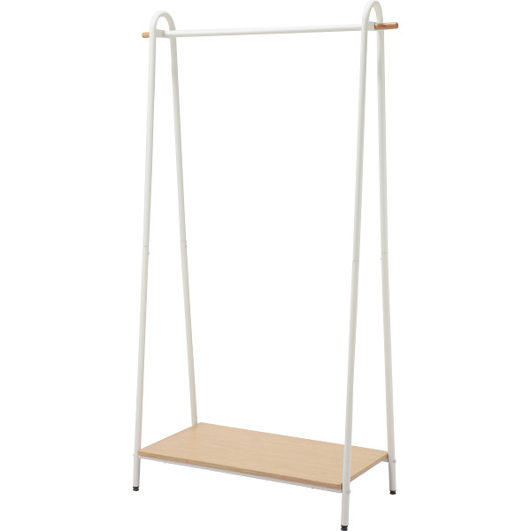 ハンガーラック（棚付き）　ホワイト