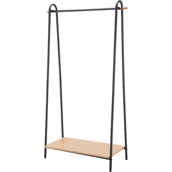 ハンガーラック（棚付き）　ブラック
