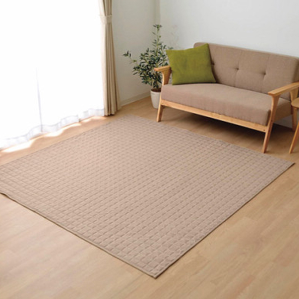 洗えるヘリンボーン調ラグ　ベージュ