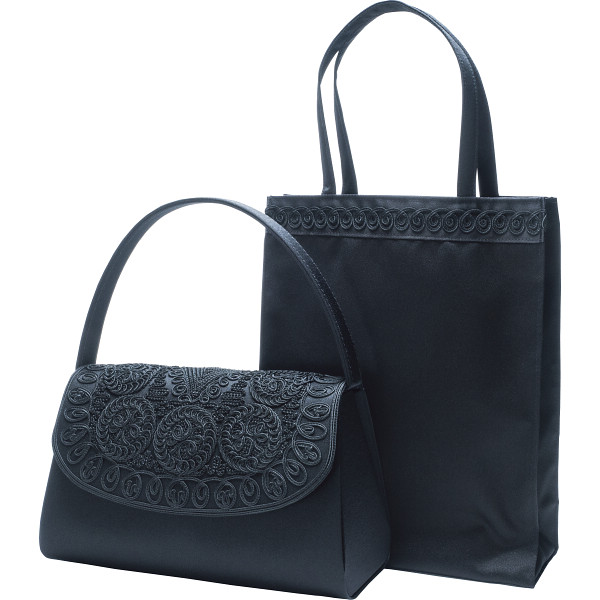 岩佐　コード刺繍　フォーマルバッグ・手提げバッグセット　ブラック