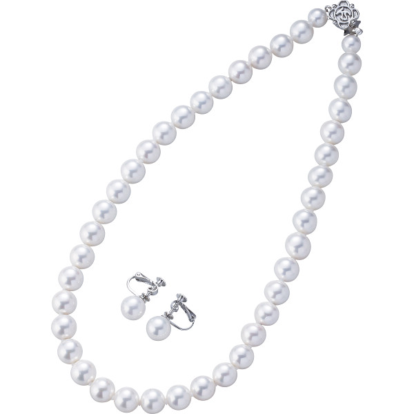 カンサイセレクション　花珠貝パールネックレスセット　ホワイト