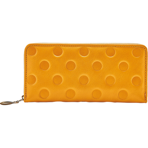 姫路レザー牛革ラウンドファスナー長財布　マスタード