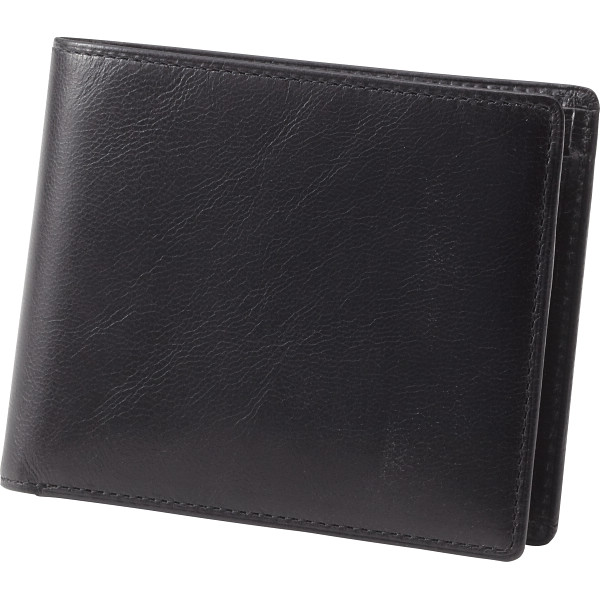 やぎ革二つ折り札入　ブラック