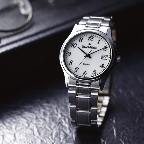 デビッドヒックス　メンズ腕時計　ホワイト文字盤