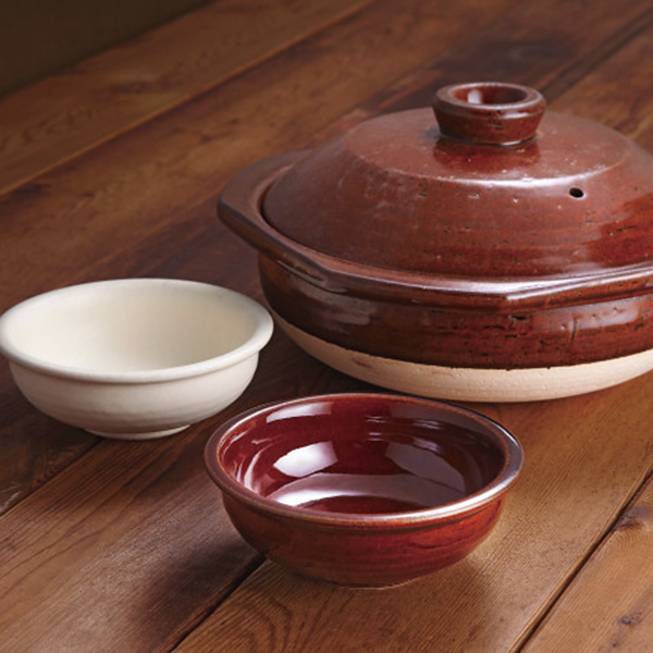 信楽焼　Ｈａｎｇｏｕｔ　四方縁鍋　小鉢ペアセット